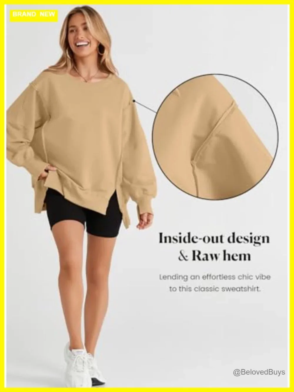 Oversized Reverse Seam Crewneck Long Sleeve Sweatshirt